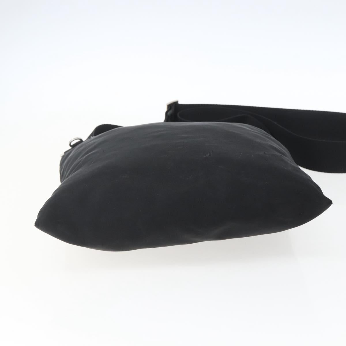 PRADA Shoulder Bag Nylon Black Silver Auth 164309