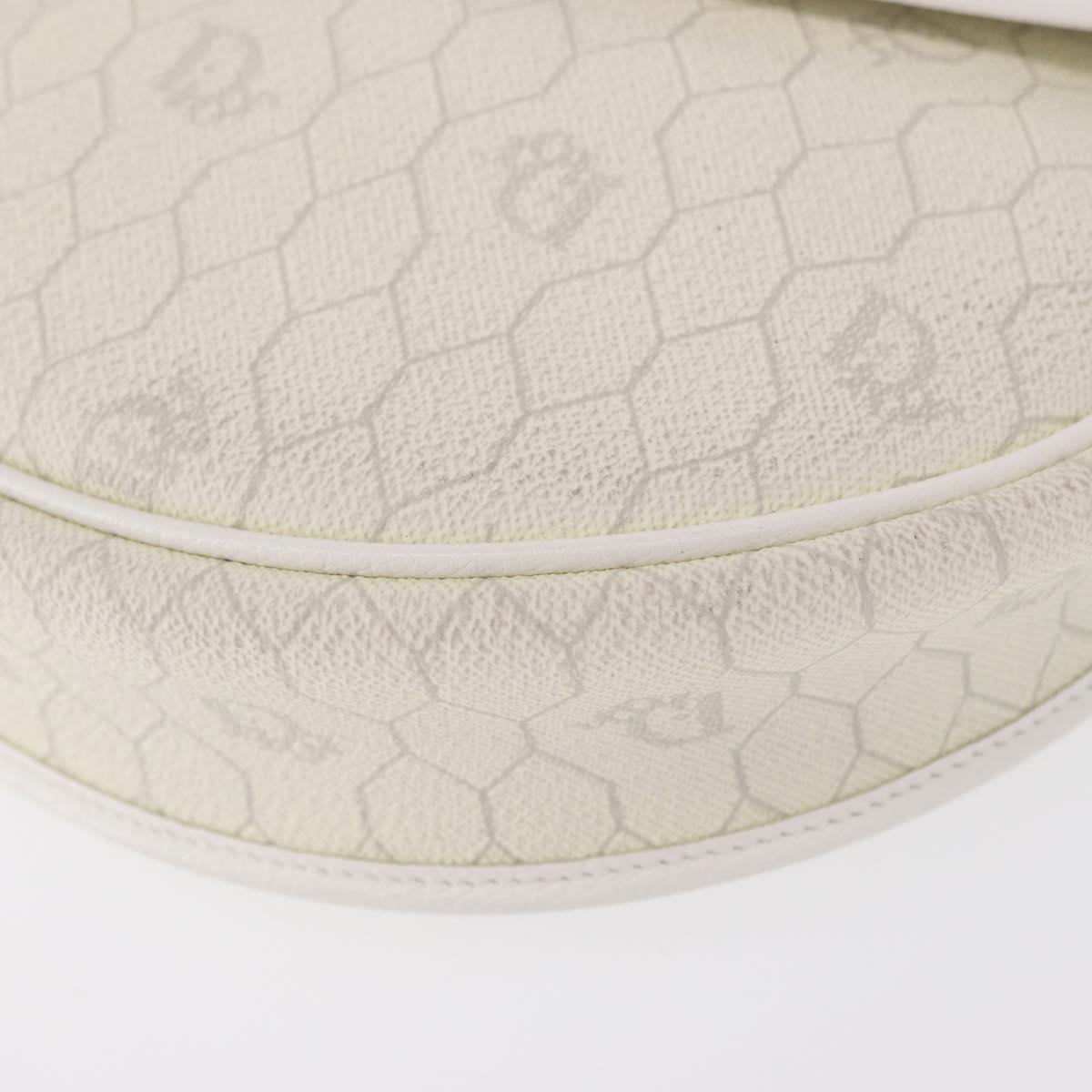 Christian Dior Honeycomb Canvas Shoulder Bag PVC Gold White Auth 164310