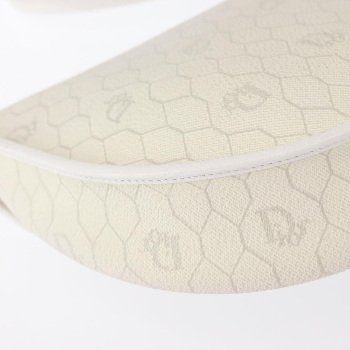Christian Dior Honeycomb Canvas Shoulder Bag PVC Gold White Auth 164310