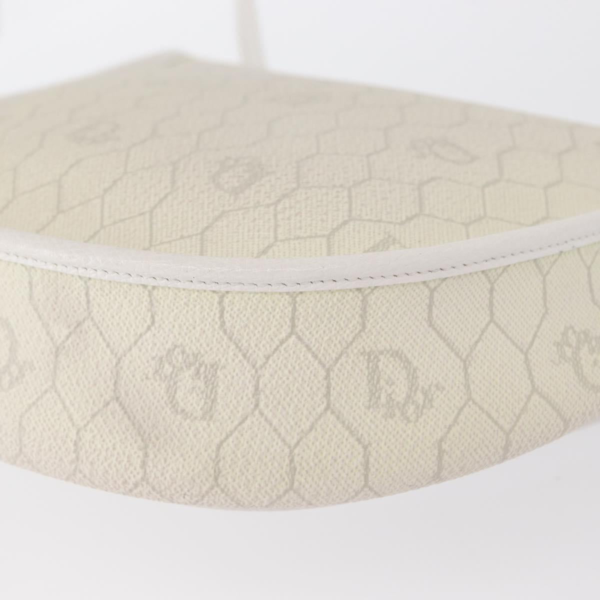 Christian Dior Honeycomb Canvas Shoulder Bag PVC Gold White Auth 164310