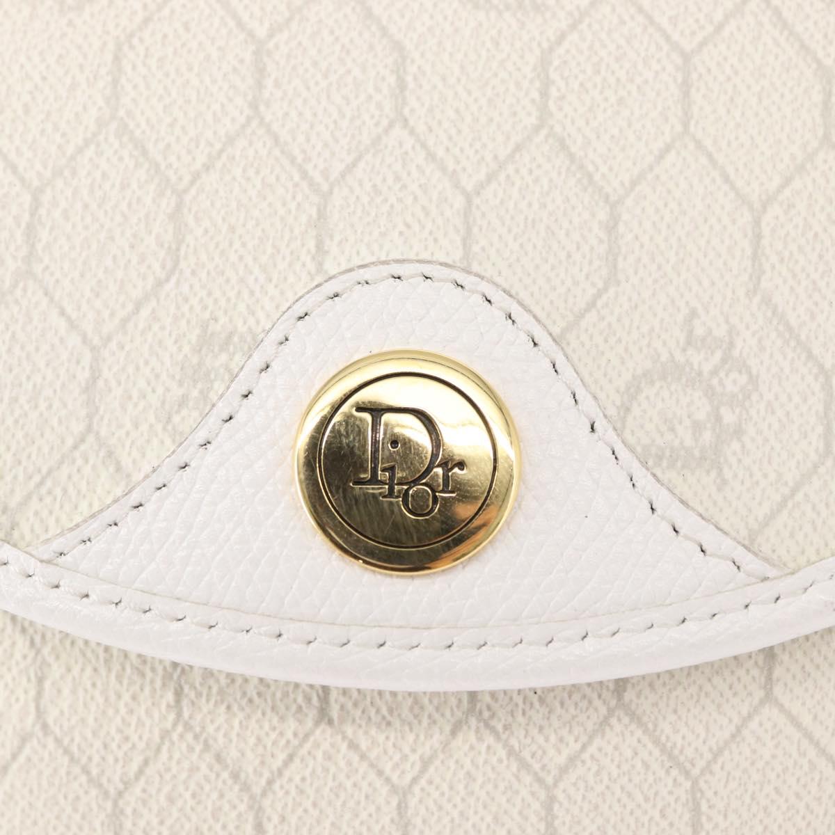Christian Dior Honeycomb Canvas Shoulder Bag PVC Gold White Auth 164310
