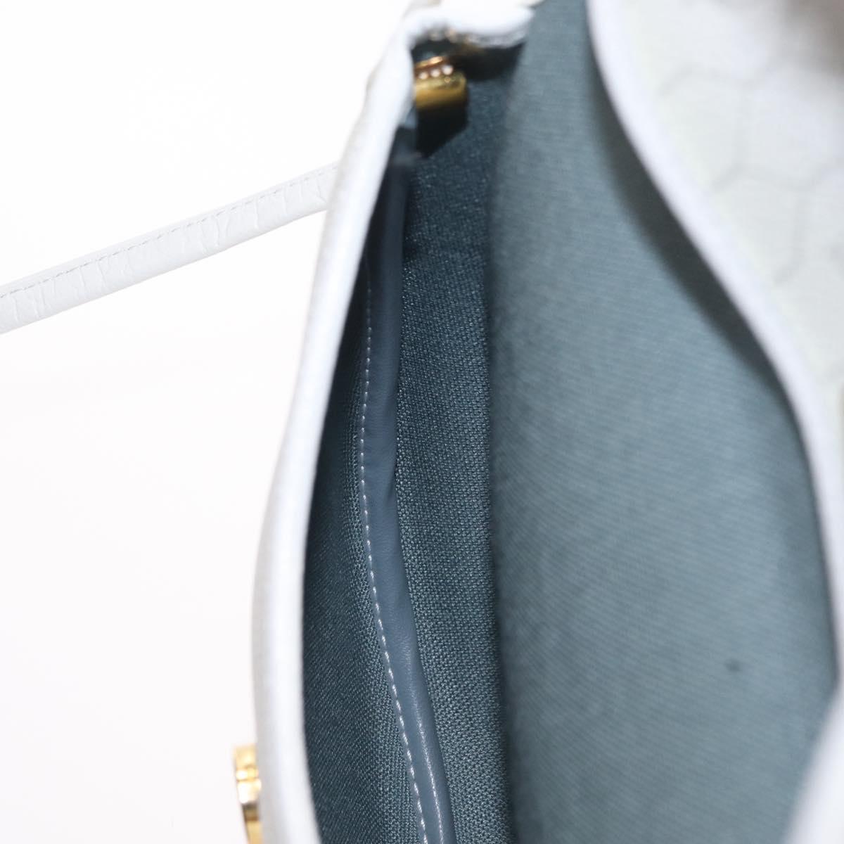 Christian Dior Honeycomb Canvas Shoulder Bag PVC Gold White Auth 164310