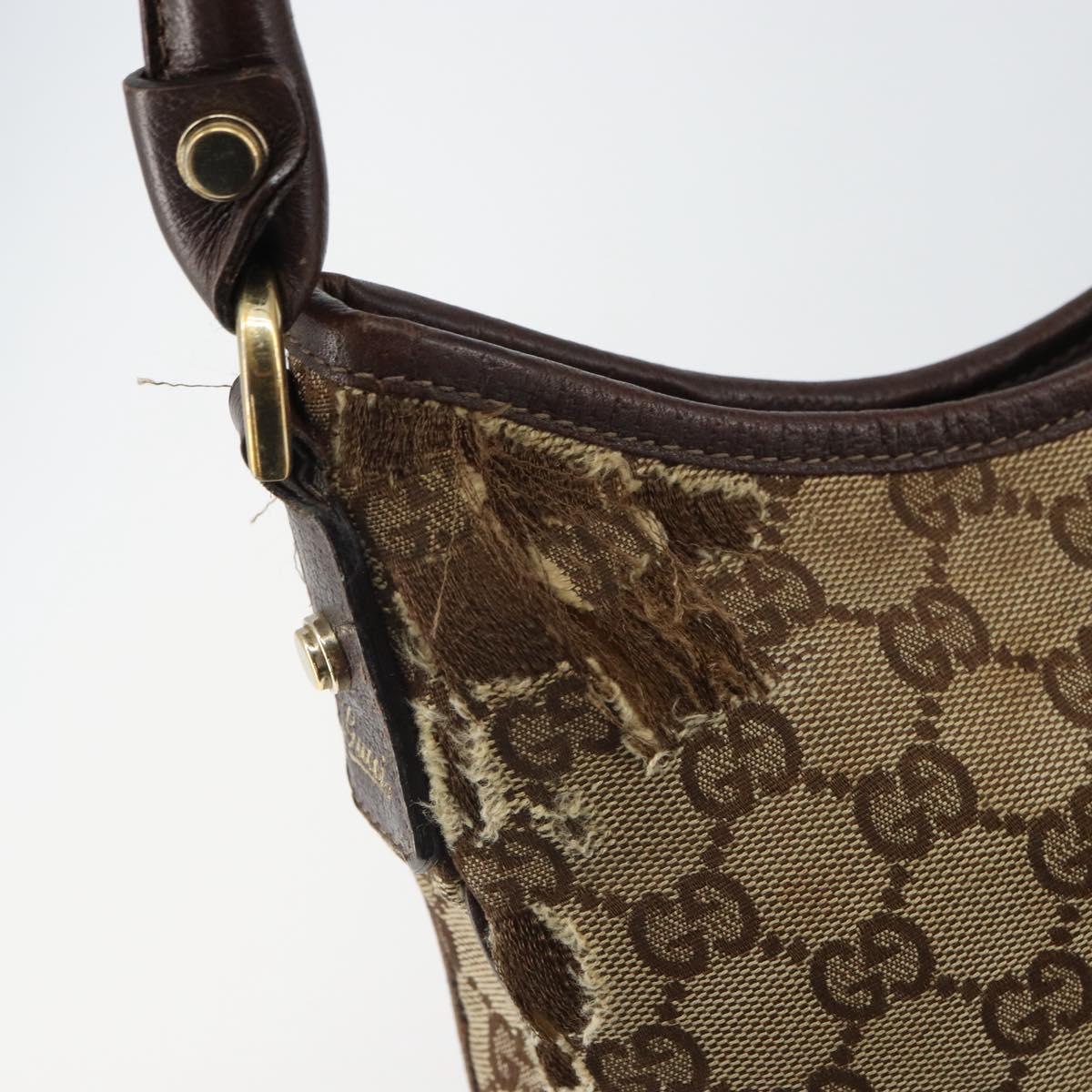 GUCCI GG Canvas Abbey Shoulder Bag Beige Gold 130738 Auth 164315