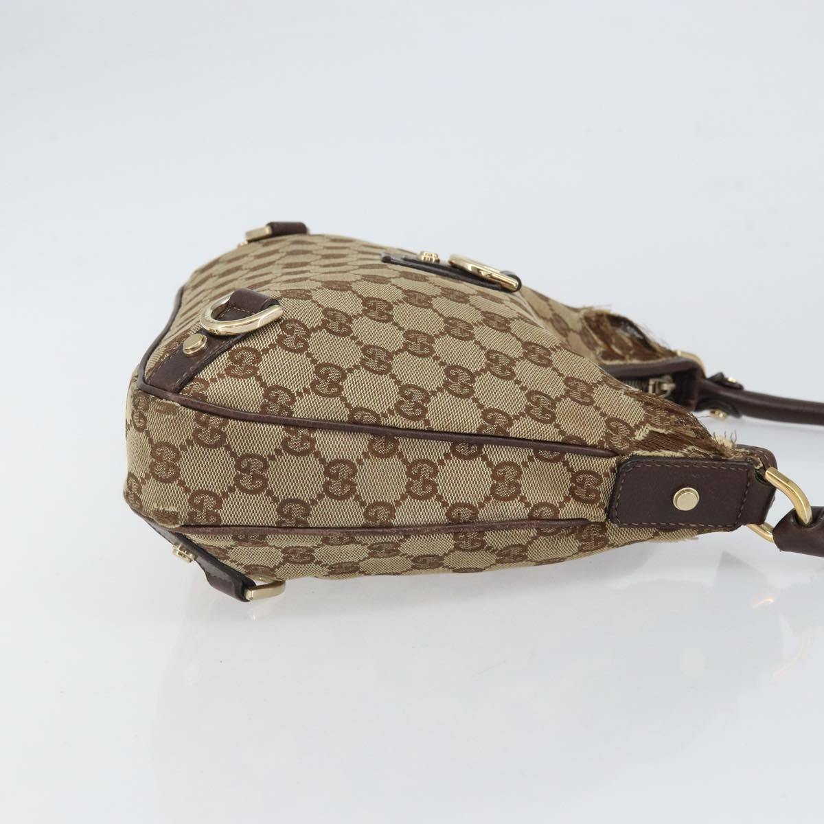 GUCCI GG Canvas Abbey Shoulder Bag Beige Gold 130738 Auth 164315