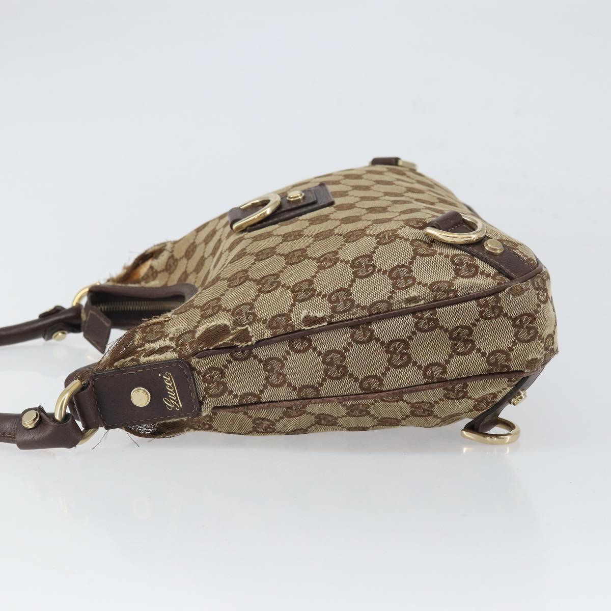 GUCCI GG Canvas Abbey Shoulder Bag Beige Gold 130738 Auth 164315