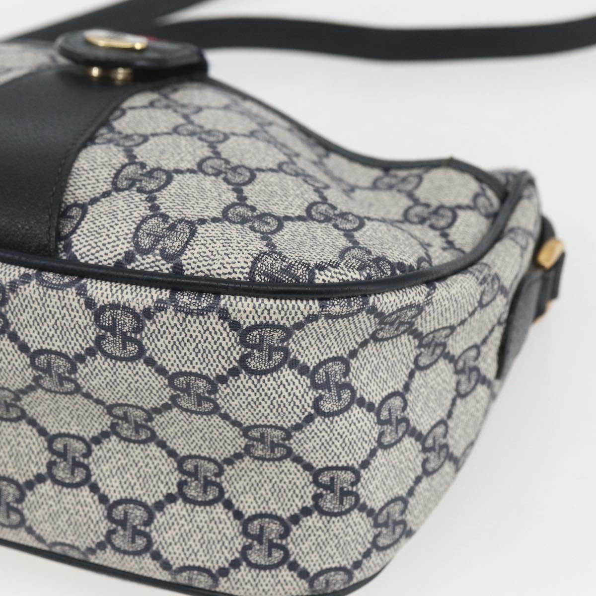 GUCCI GG Supreme Sherry Line Shoulder Bag PVC Navy Gold 89 02 032 Auth 164318