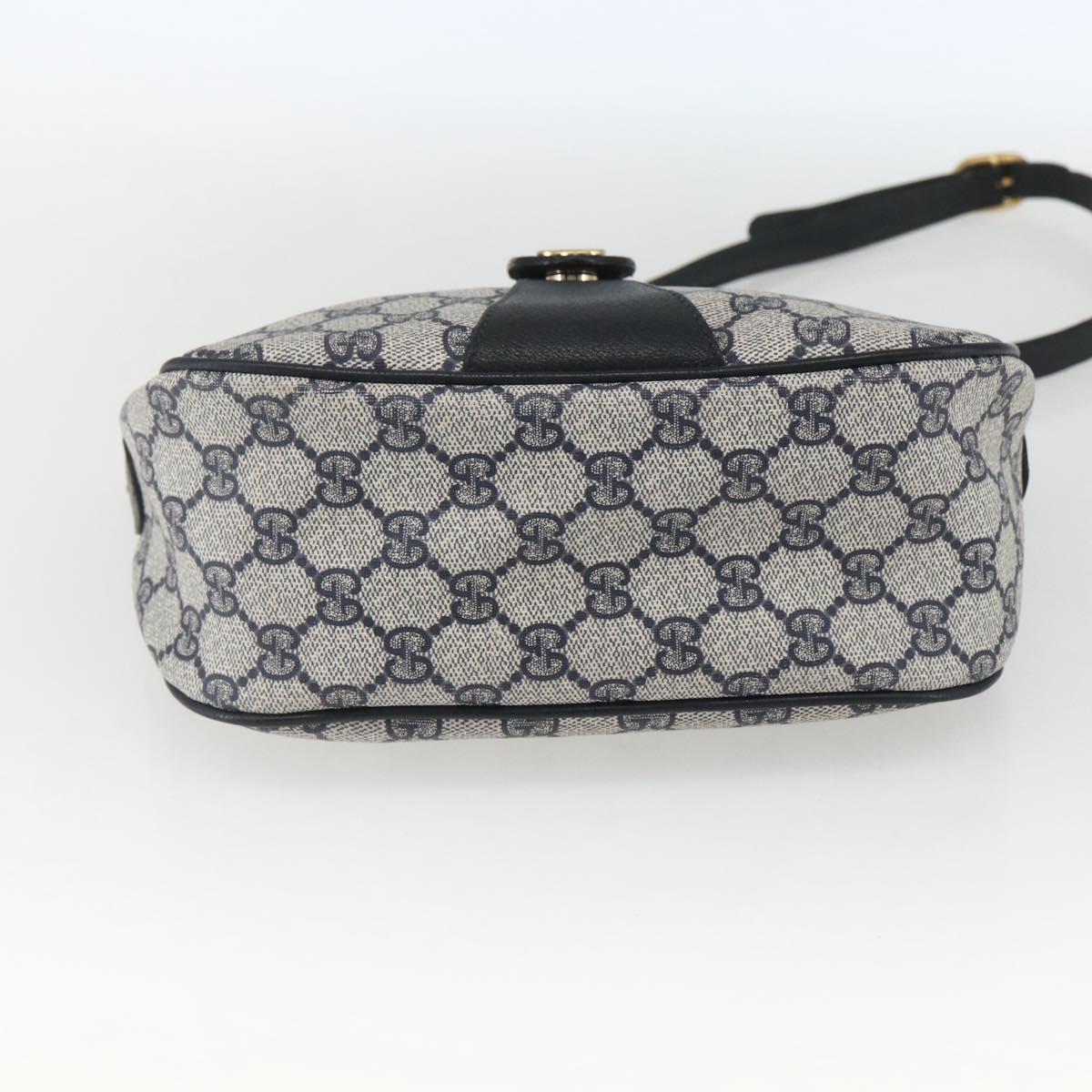 GUCCI GG Supreme Sherry Line Shoulder Bag PVC Navy Gold 89 02 032 Auth 164318