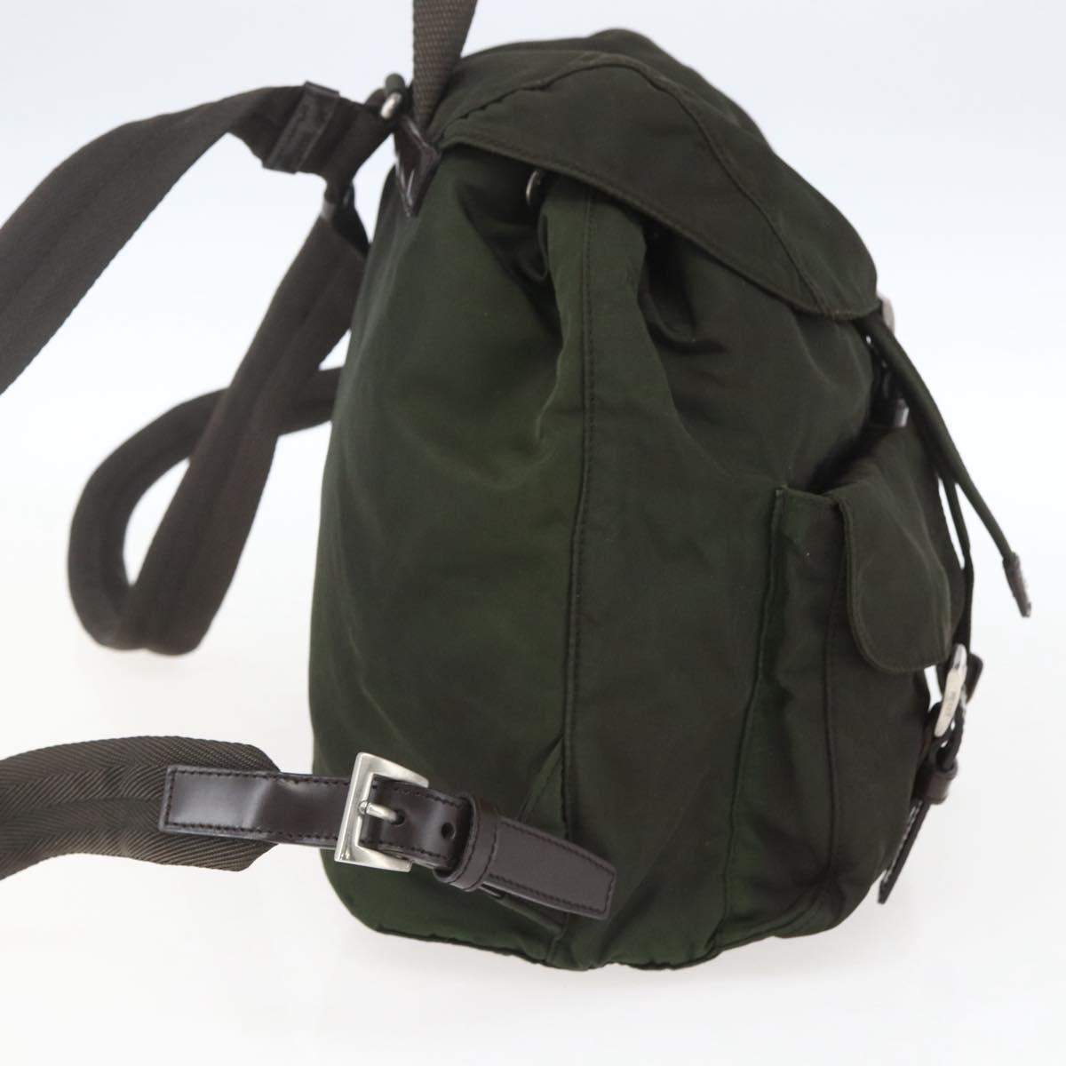 PRADA Backpack Nylon Khaki Silver Auth 164325