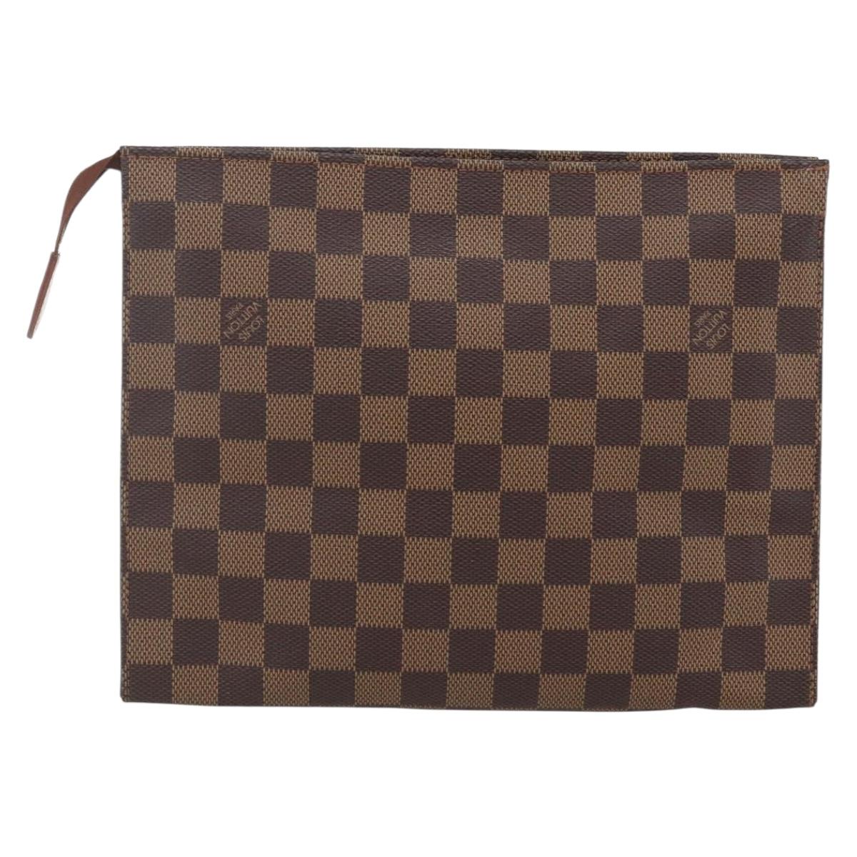LOUIS VUITTON Damier Ebene Poche Toilette 26 Pouch N47543 LV Auth 164337
