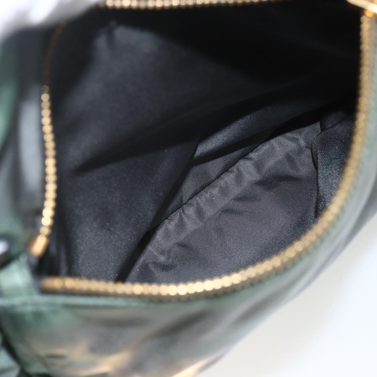 PRADA Shoulder Bag Nylon Green Gold Auth 164339