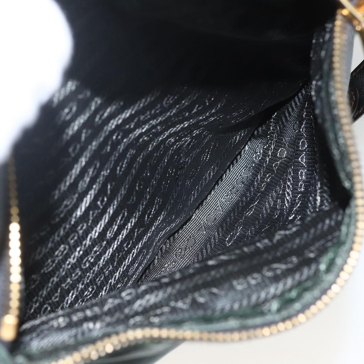 PRADA Shoulder Bag Nylon Green Gold Auth 164339