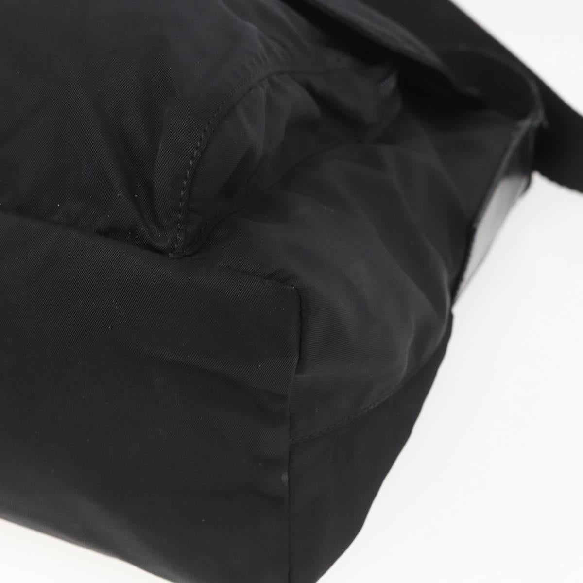 PRADA Shoulder Bag Nylon Black Silver Auth 164345