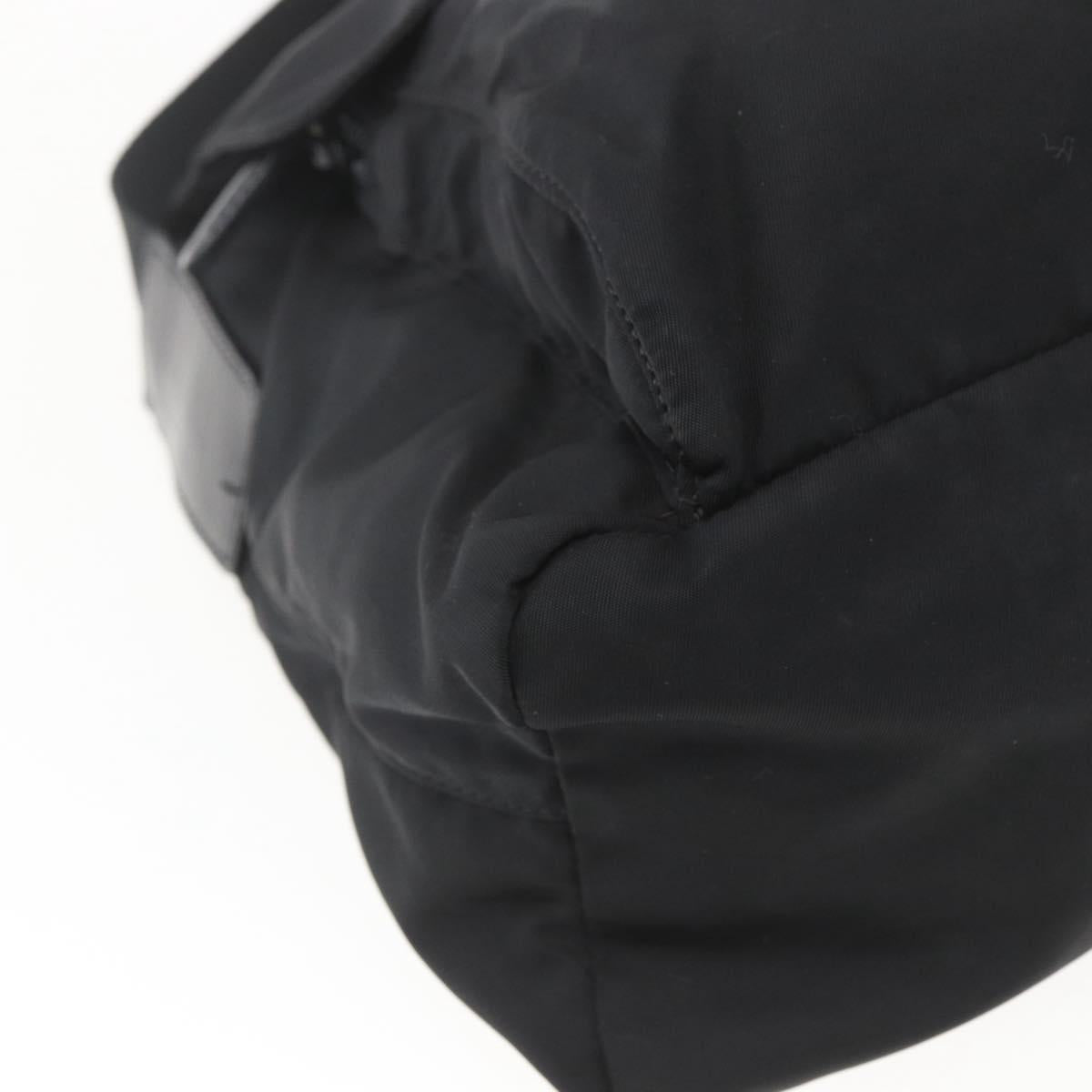 PRADA Shoulder Bag Nylon Black Silver Auth 164345