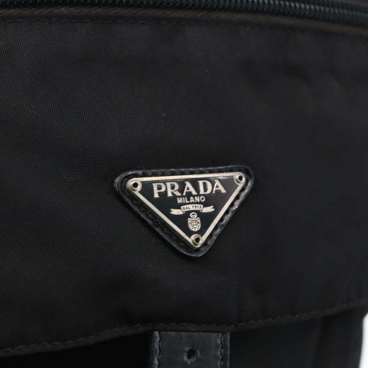 PRADA Shoulder Bag Nylon Black Silver Auth 164345