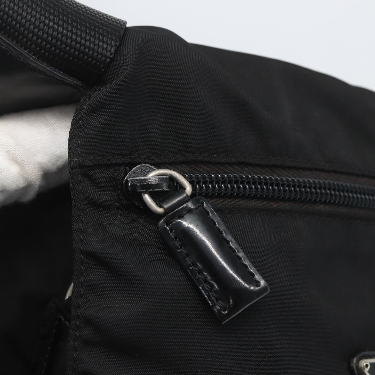 PRADA Shoulder Bag Nylon Black Silver Auth 164345