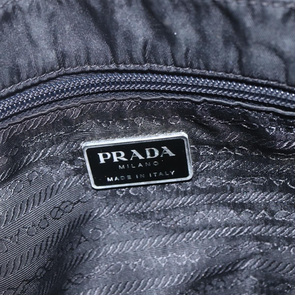 PRADA Shoulder Bag Nylon Black Silver Auth 164345