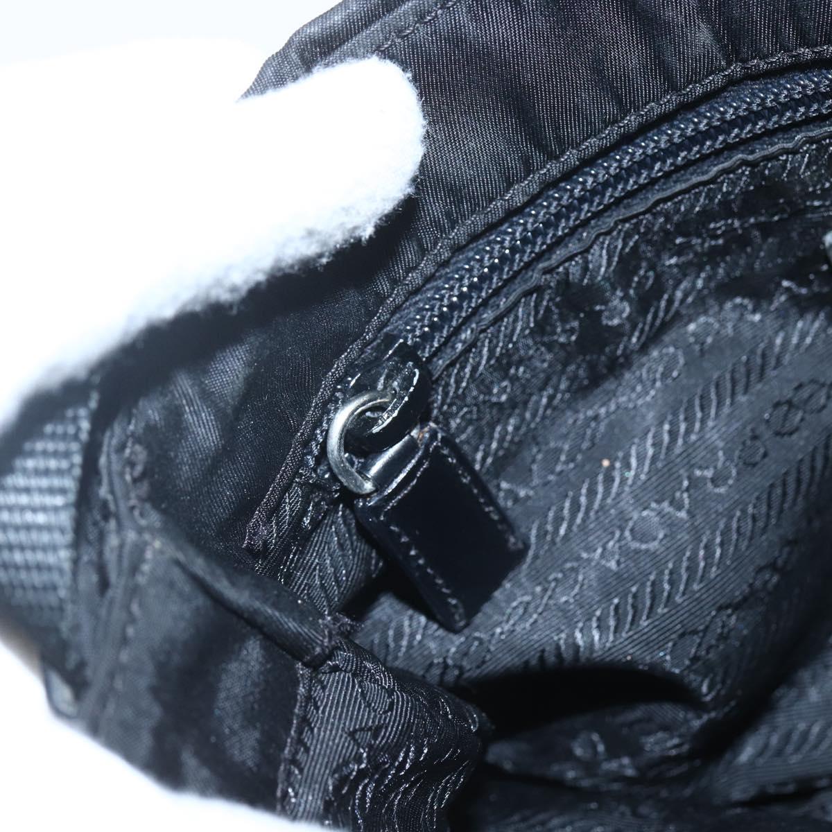 PRADA Shoulder Bag Nylon Black Silver Auth 164345