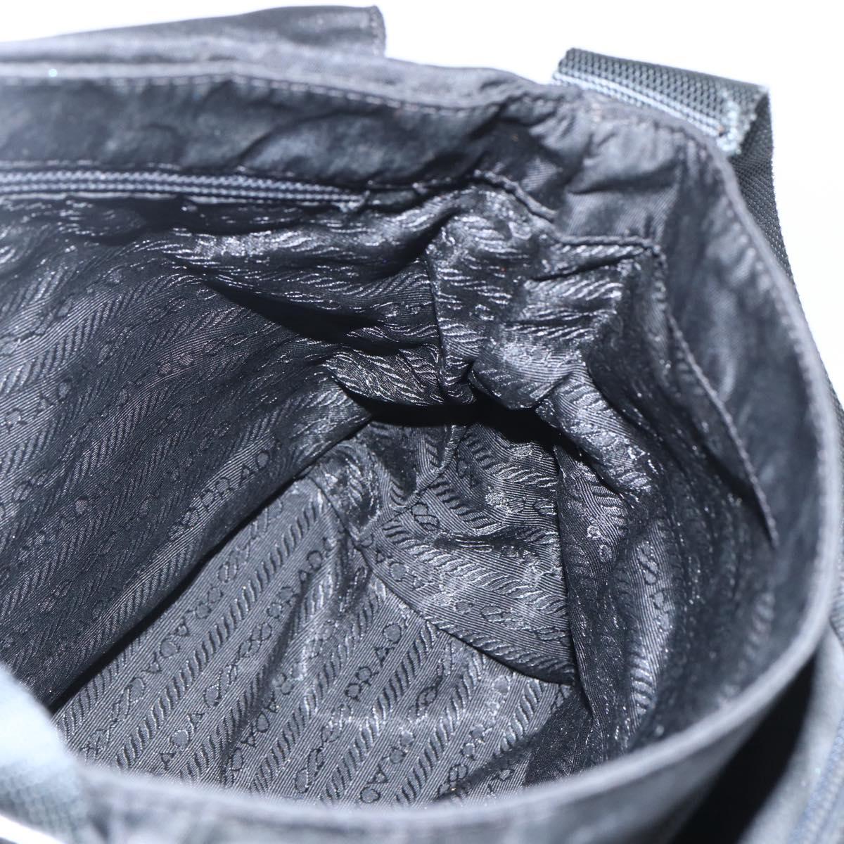 PRADA Shoulder Bag Nylon Black Silver Auth 164345