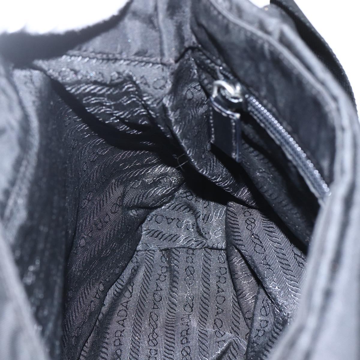 PRADA Shoulder Bag Nylon Black Silver Auth 164345