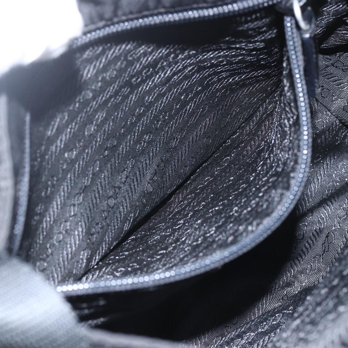 PRADA Shoulder Bag Nylon Black Silver Auth 164345
