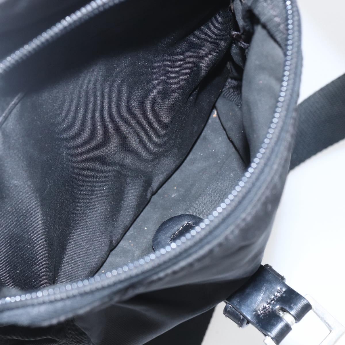 PRADA Shoulder Bag Nylon Black Silver Auth 164345