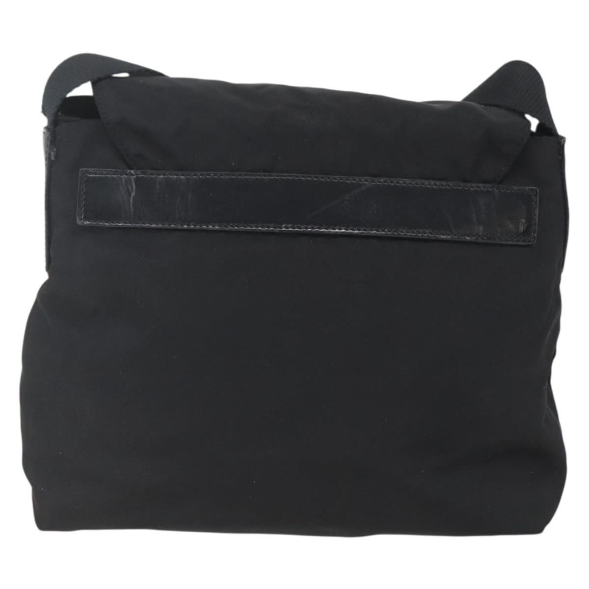 PRADA Shoulder Bag Nylon Black Silver Auth 164345