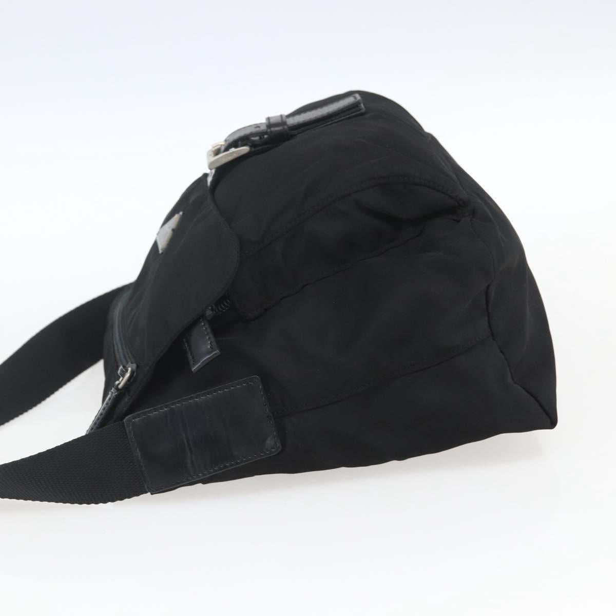PRADA Shoulder Bag Nylon Black Silver Auth 164345