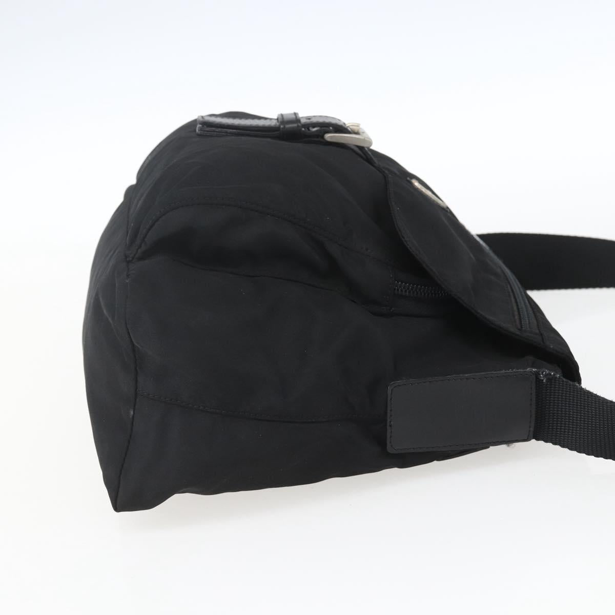 PRADA Shoulder Bag Nylon Black Silver Auth 164345