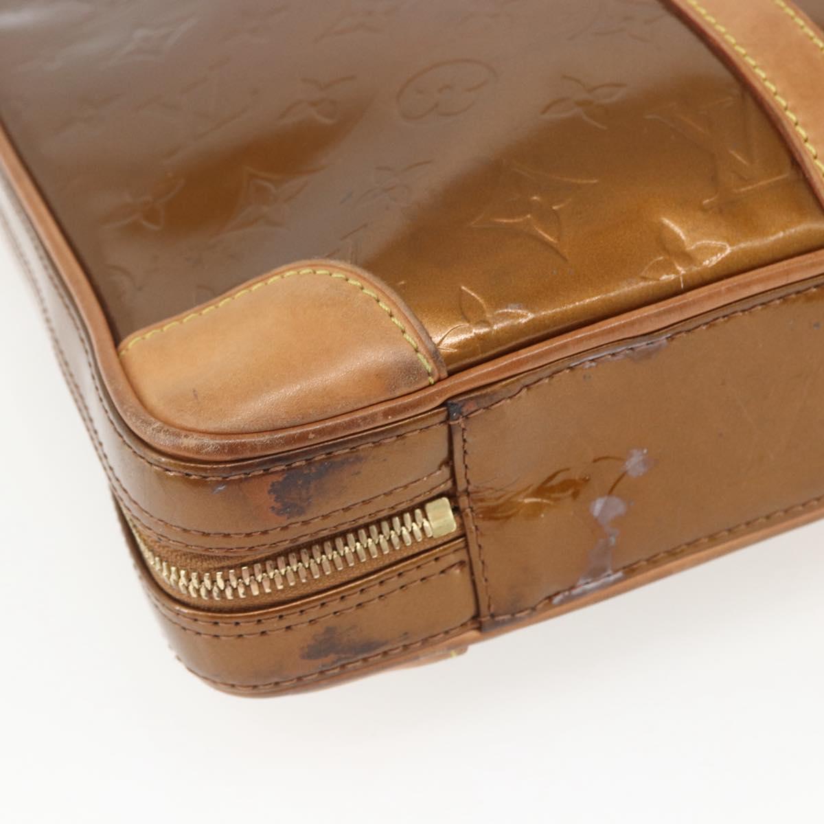 LOUIS VUITTON Monogram Vernis Van Damme Hand Bag Bronze M91125 LV Auth 164353