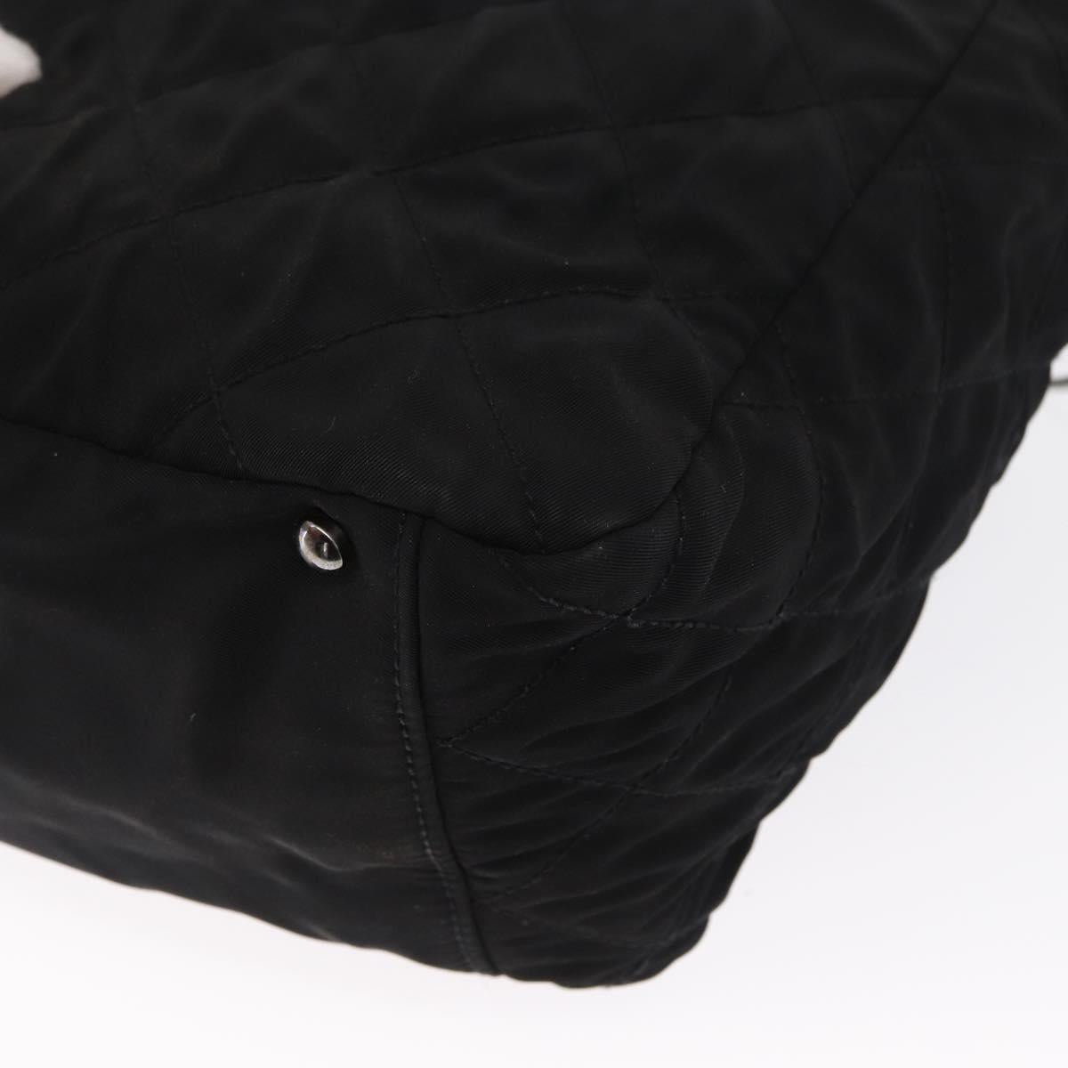 CHANEL Chain 2.55 Shoulder Bag Nylon Black Silver CC Auth 164361