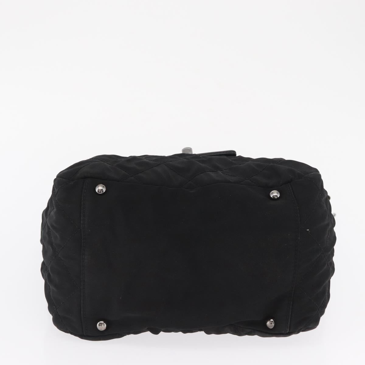 CHANEL Chain 2.55 Shoulder Bag Nylon Black Silver CC Auth 164361