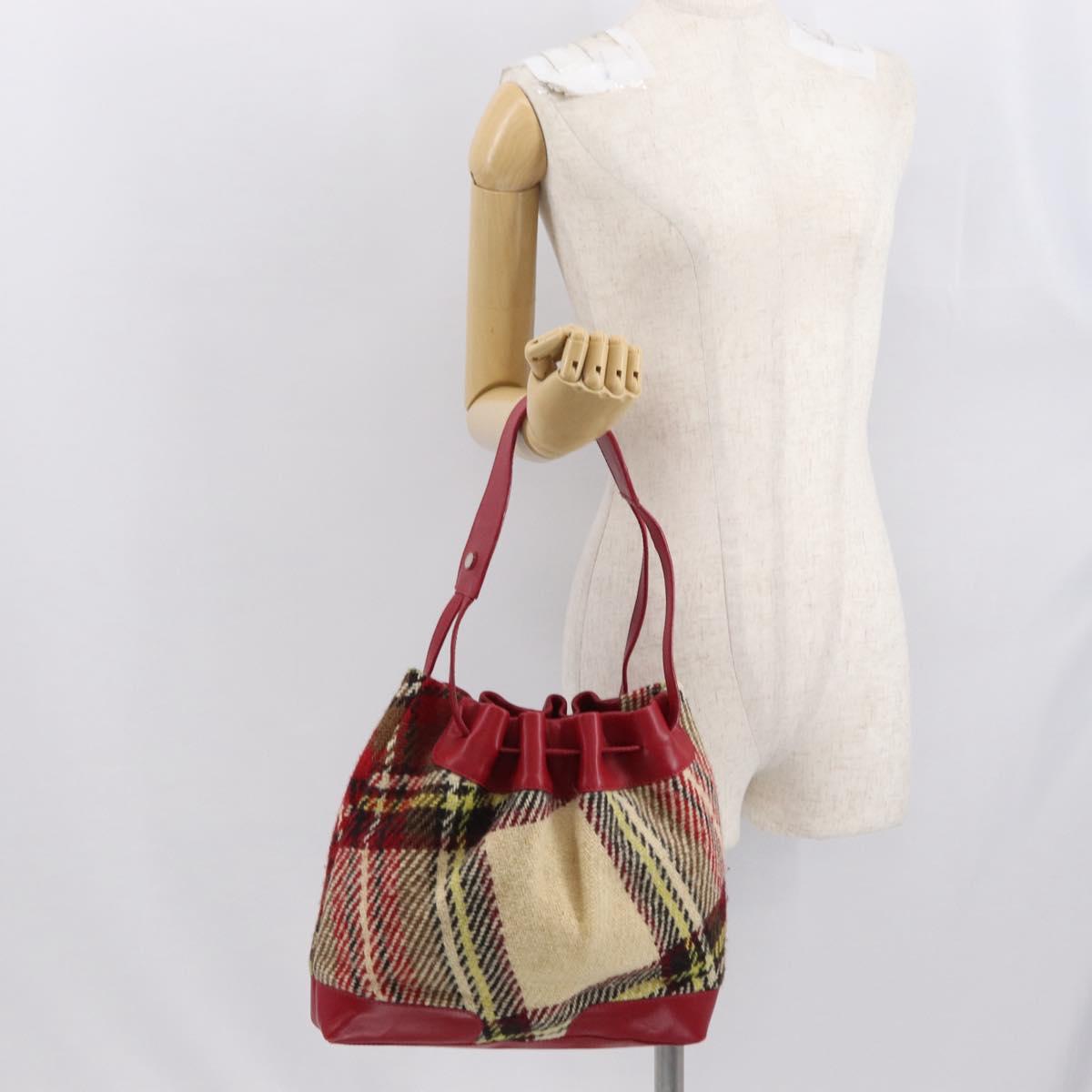 BURBERRY Nova Check Shoulder Bag Wool Beige Auth 164370