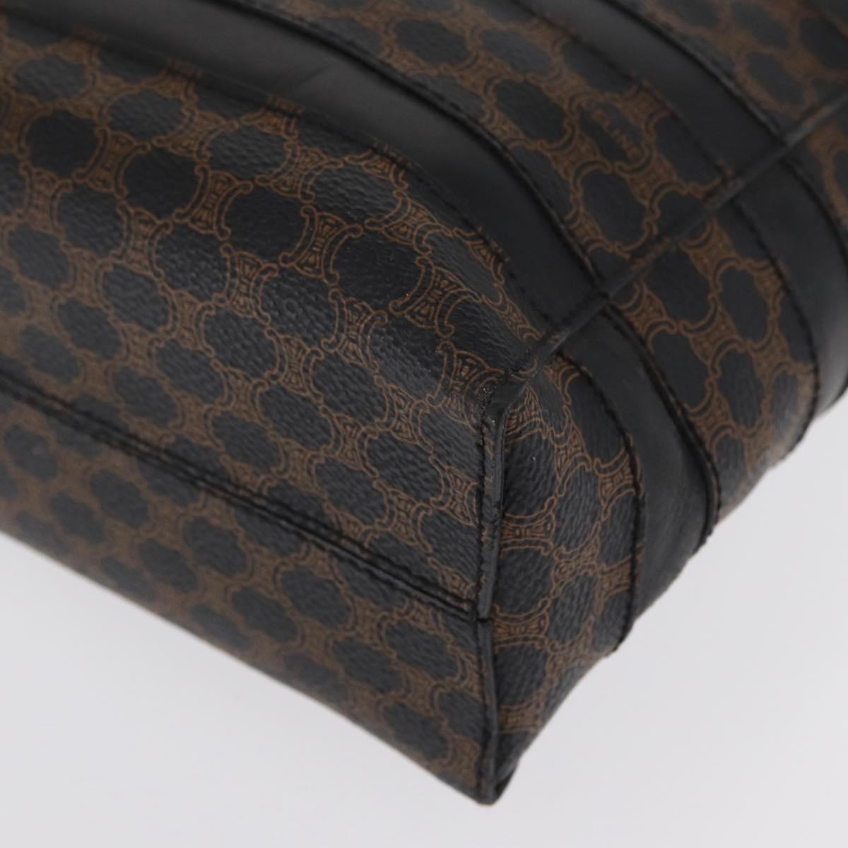CELINE Macadam Canvas Hand Bag PVC Leather Black Gold Auth 164373