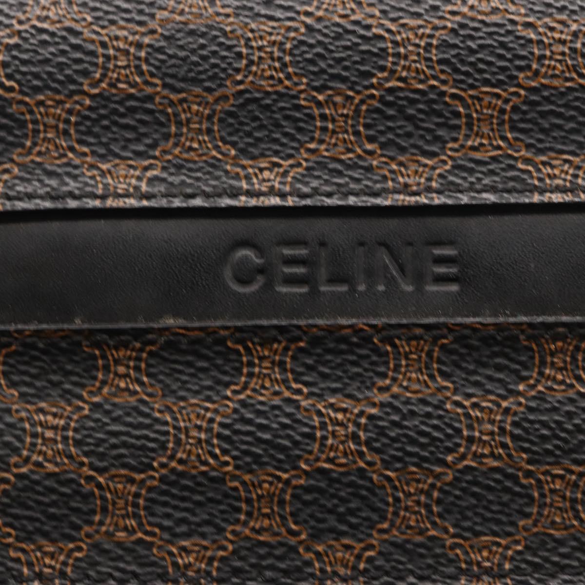 CELINE Macadam Canvas Hand Bag PVC Leather Black Gold Auth 164373