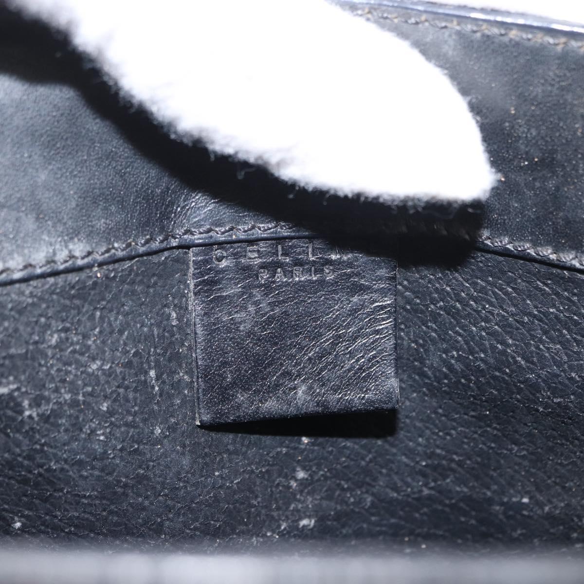 CELINE Macadam Canvas Hand Bag PVC Leather Black Gold Auth 164373