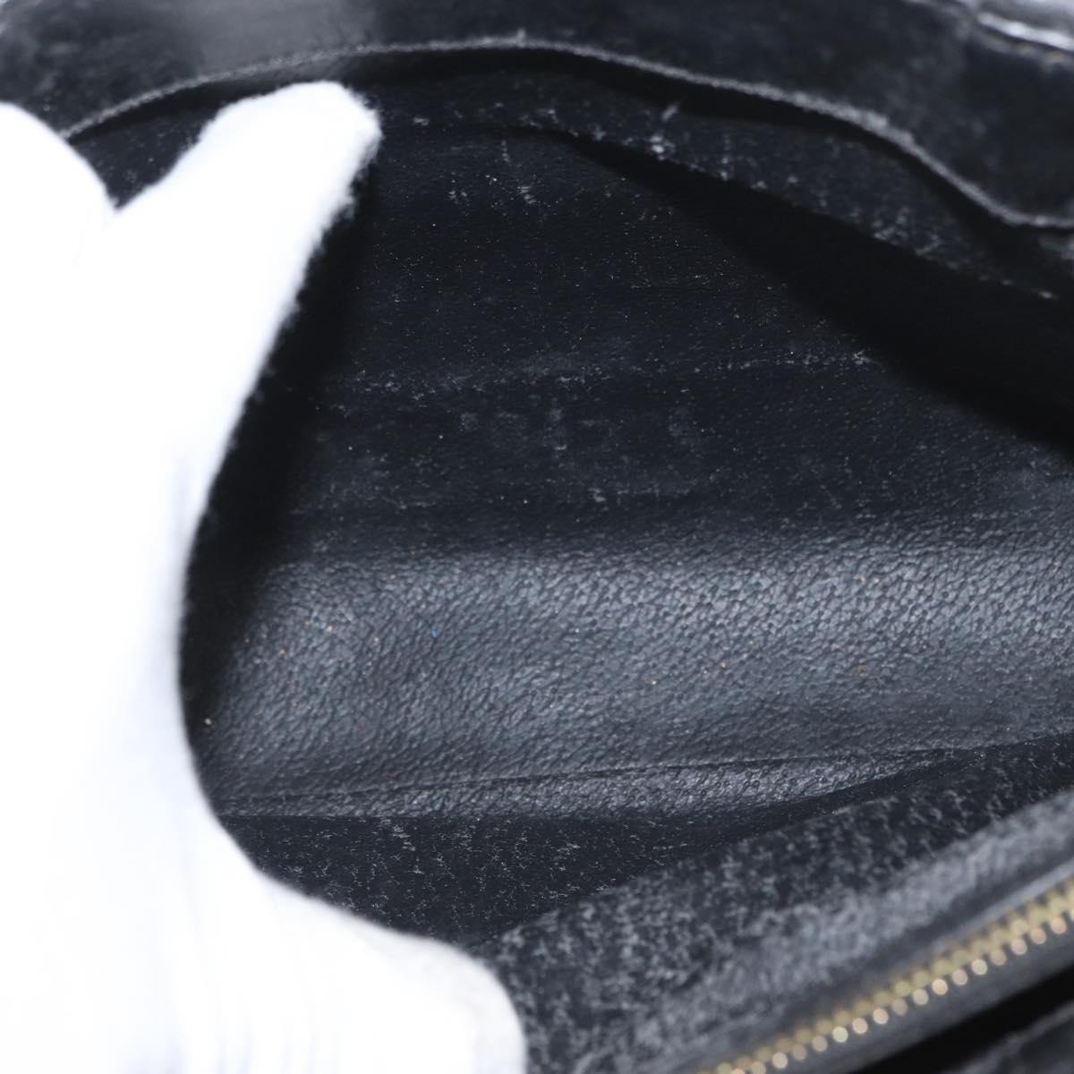 CELINE Macadam Canvas Hand Bag PVC Leather Black Gold Auth 164373