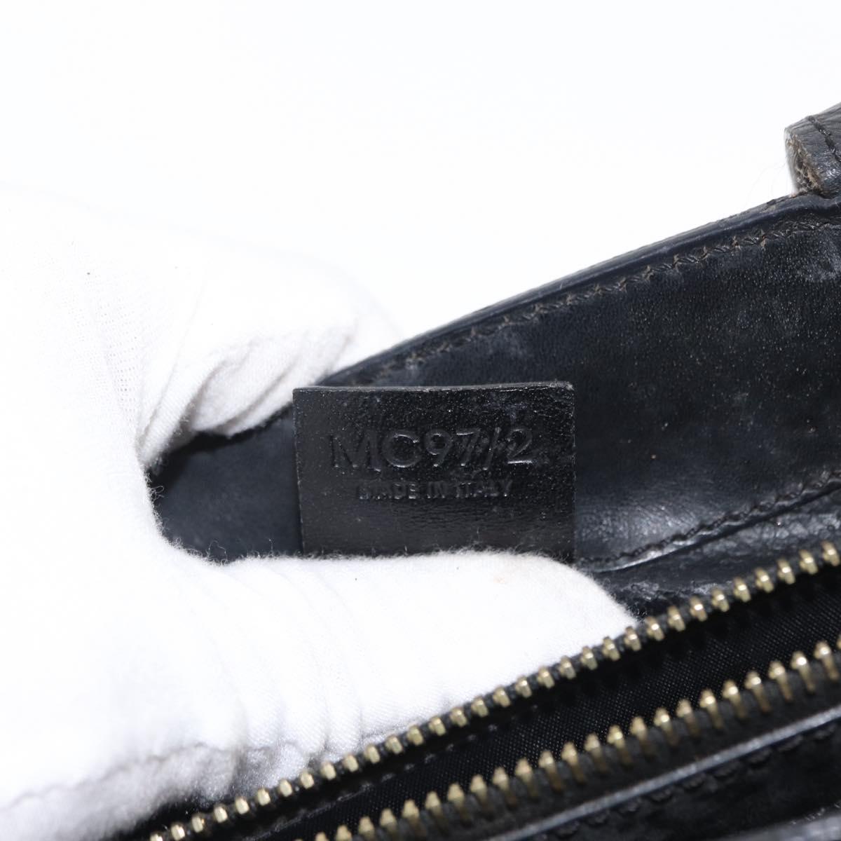 CELINE Macadam Canvas Hand Bag PVC Leather Black Gold Auth 164373