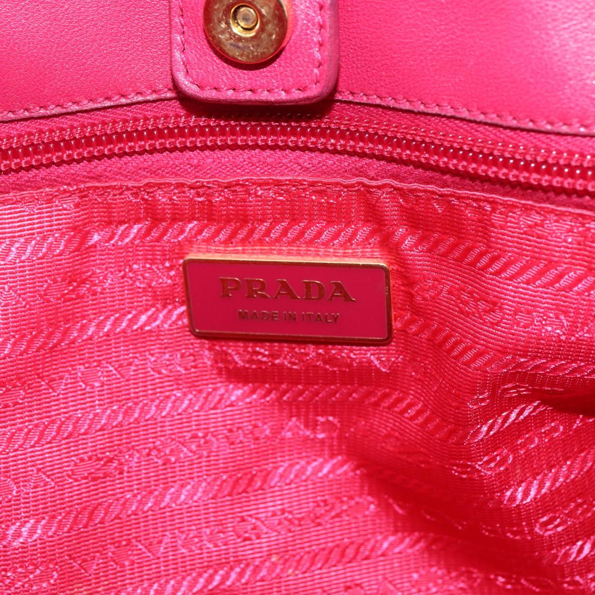 PRADA Hand Bag Nylon Pink Gold Auth 164374