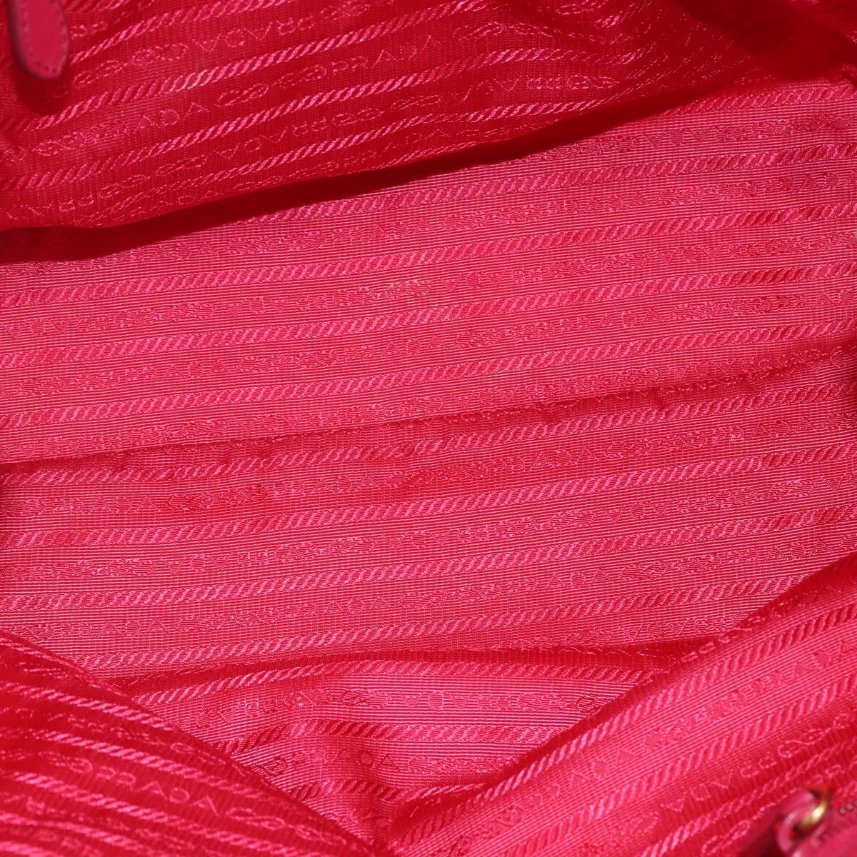 PRADA Hand Bag Nylon Pink Gold Auth 164374