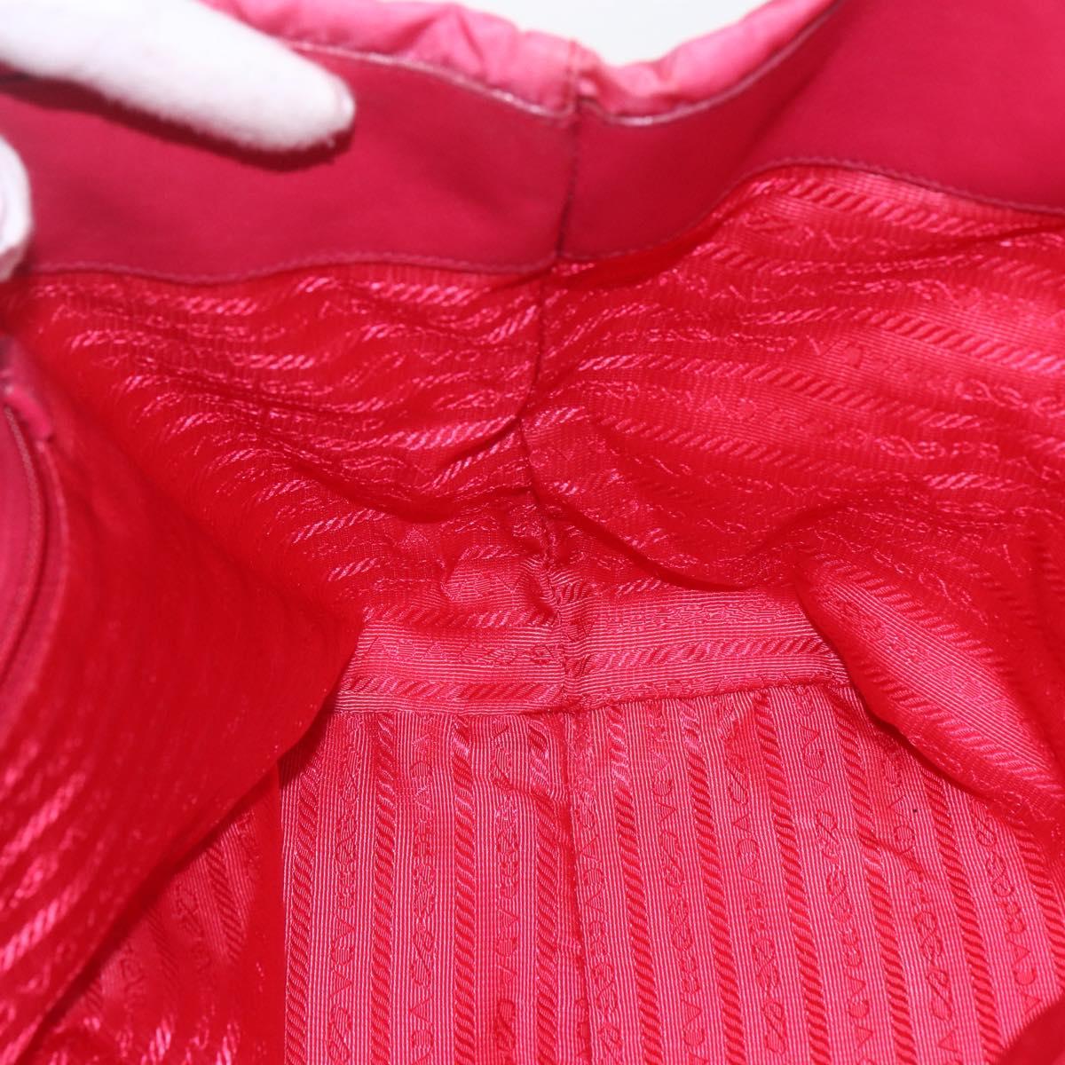 PRADA Hand Bag Nylon Pink Gold Auth 164374