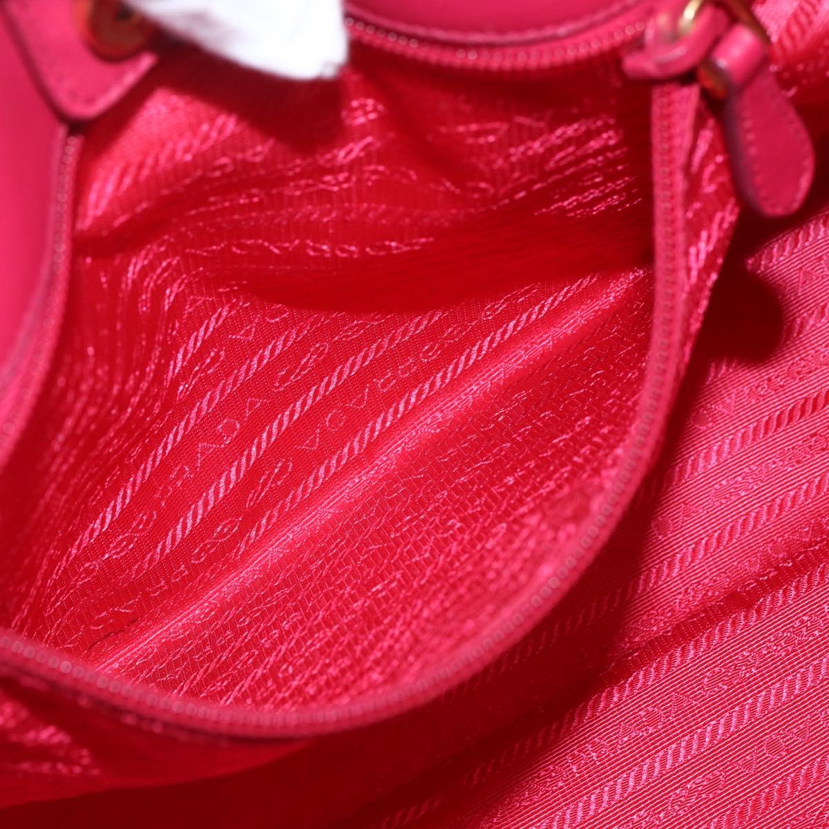 PRADA Hand Bag Nylon Pink Gold Auth 164374