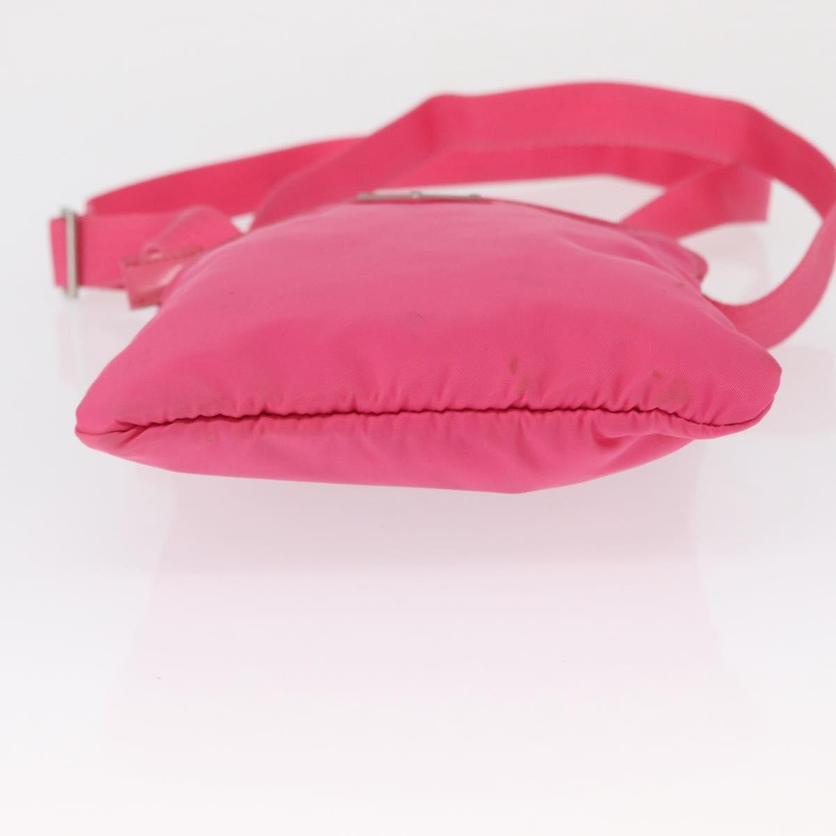 PRADA Shoulder Bag Nylon Pink Silver Auth 164385