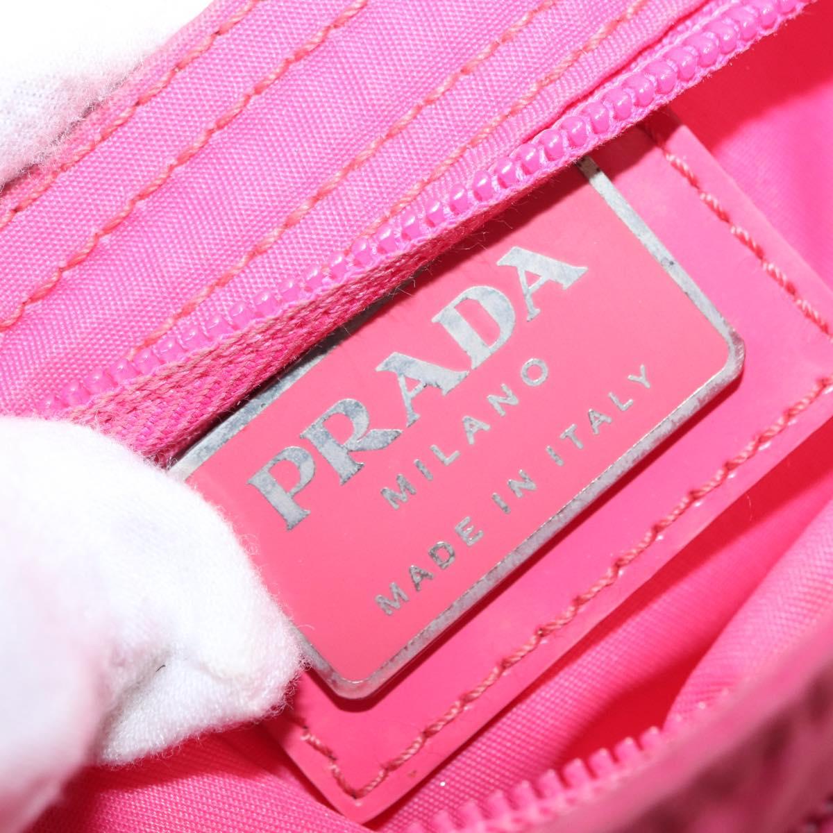 PRADA Shoulder Bag Nylon Pink Silver Auth 164385