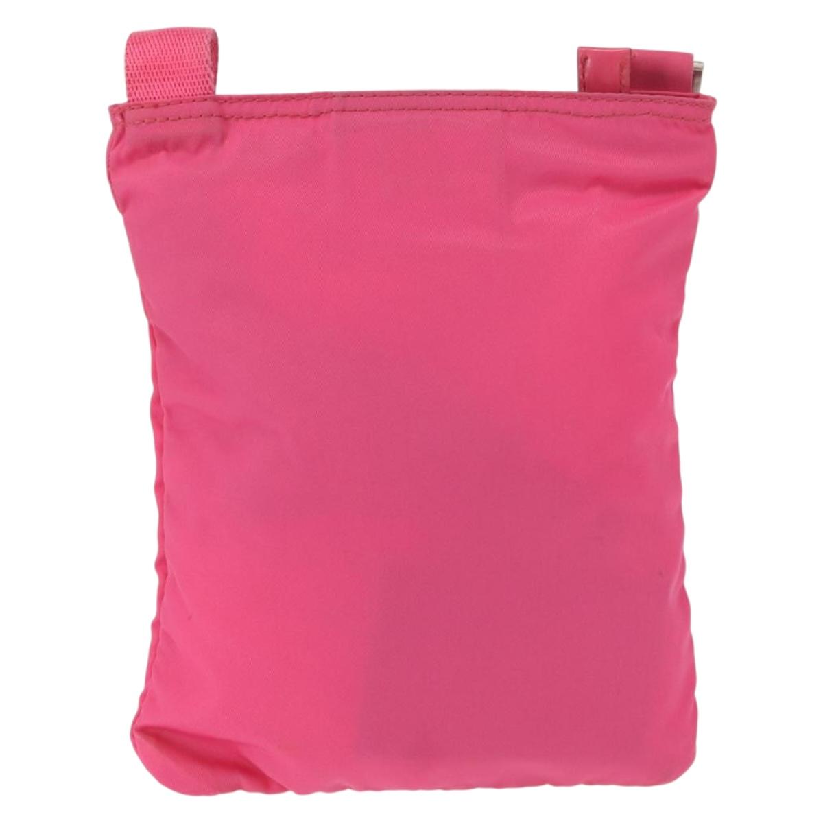 PRADA Shoulder Bag Nylon Pink Silver Auth 164385