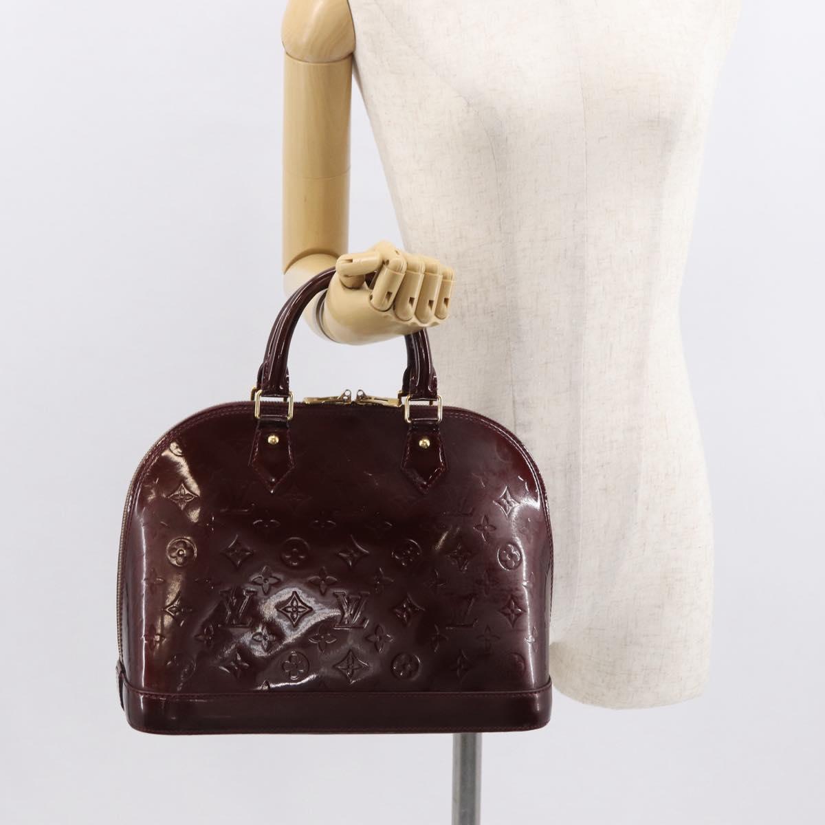 LOUIS VUITTON Monogram Vernis Alma PM Hand Bag Rouge Favist M91691 Auth 164390