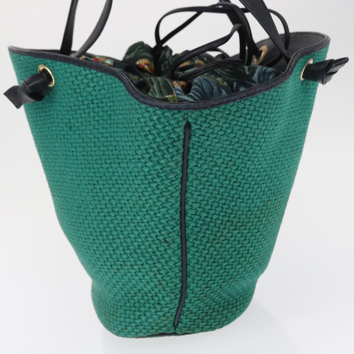 BOTTEGA VENETA Tote Bag Raffia Green Gold Auth 164393