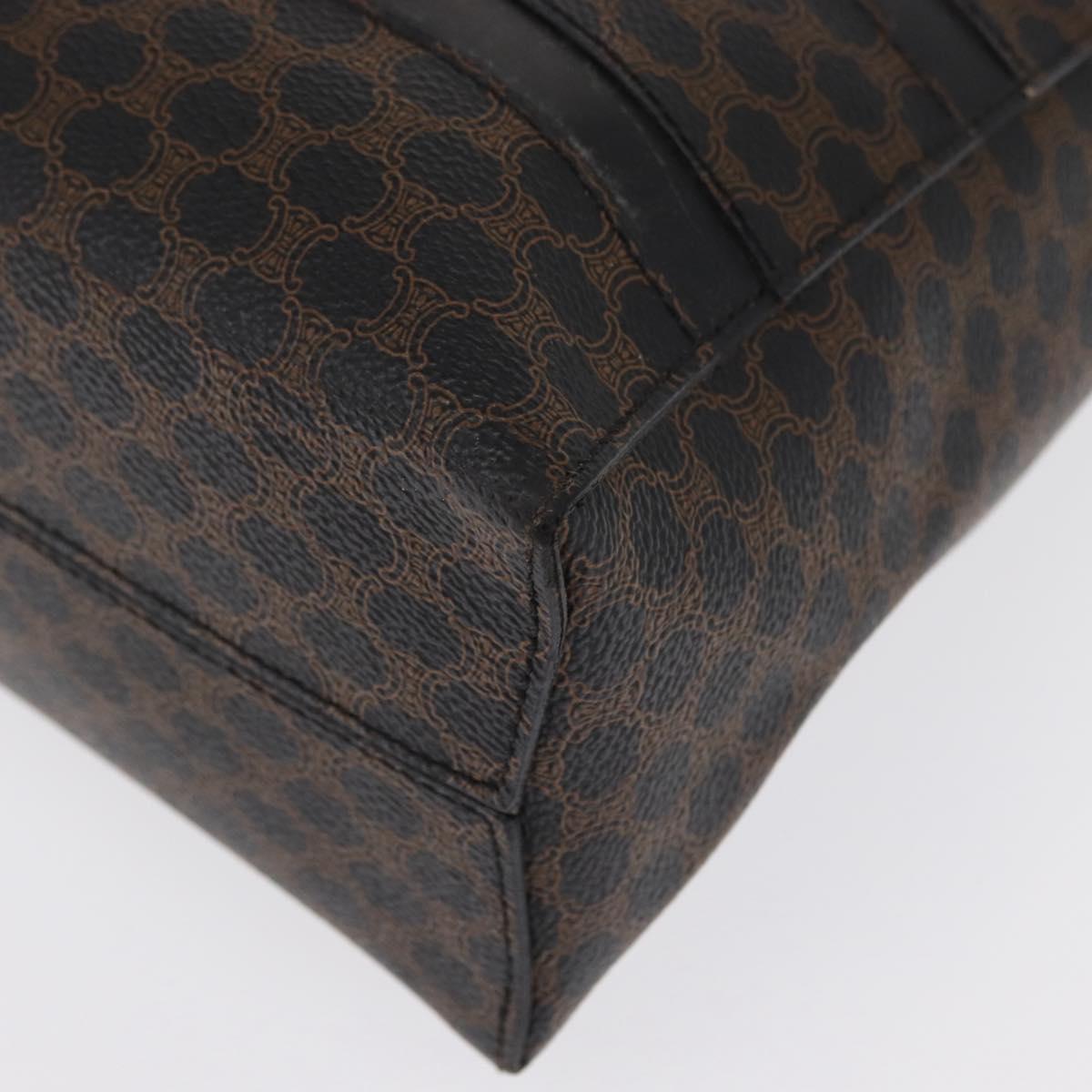 CELINE Macadam Canvas Hand Bag PVC Leather Black Gold Auth 164398