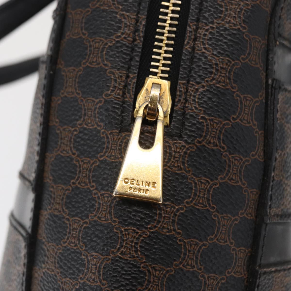 CELINE Macadam Canvas Hand Bag PVC Leather Black Gold Auth 164398
