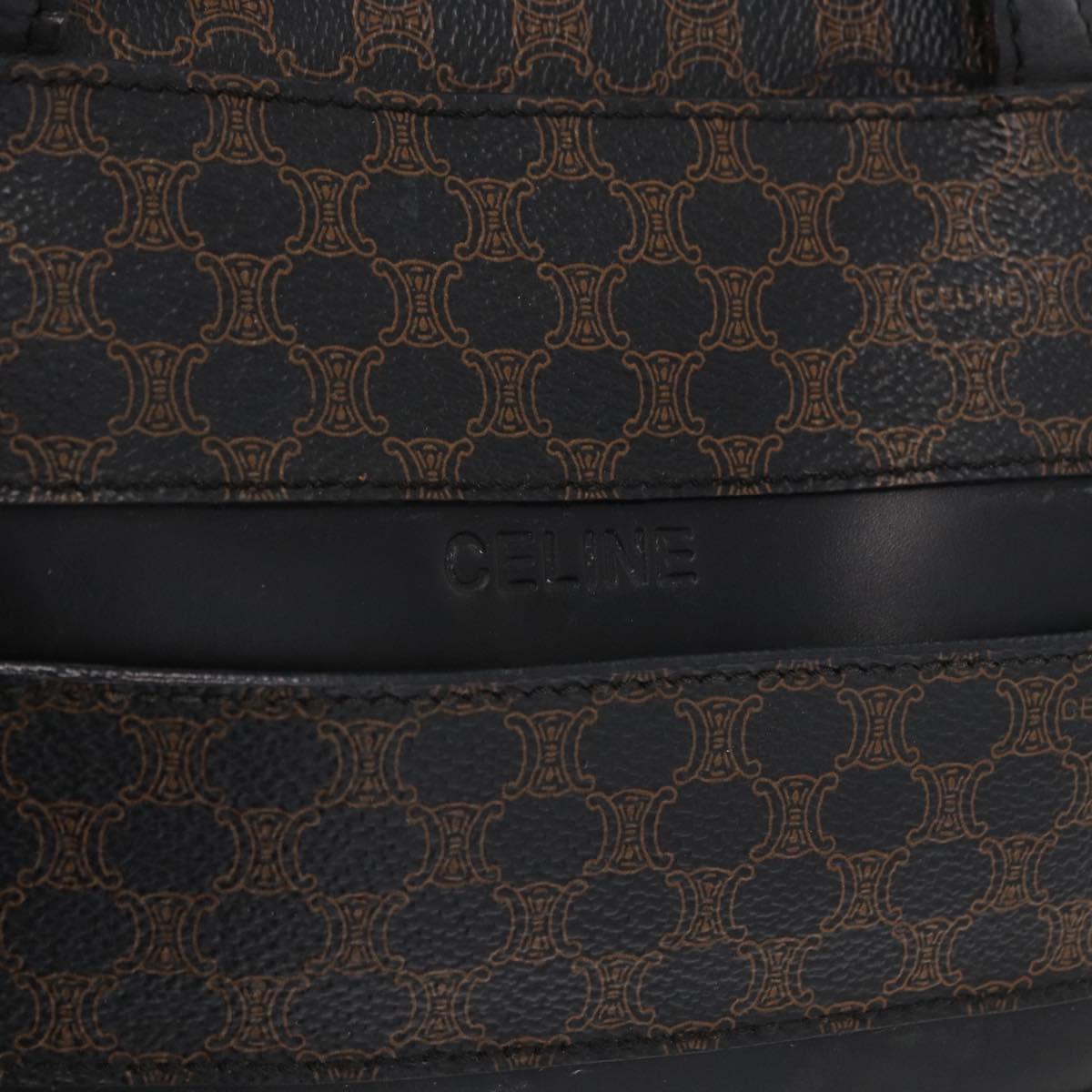 CELINE Macadam Canvas Hand Bag PVC Leather Black Gold Auth 164398