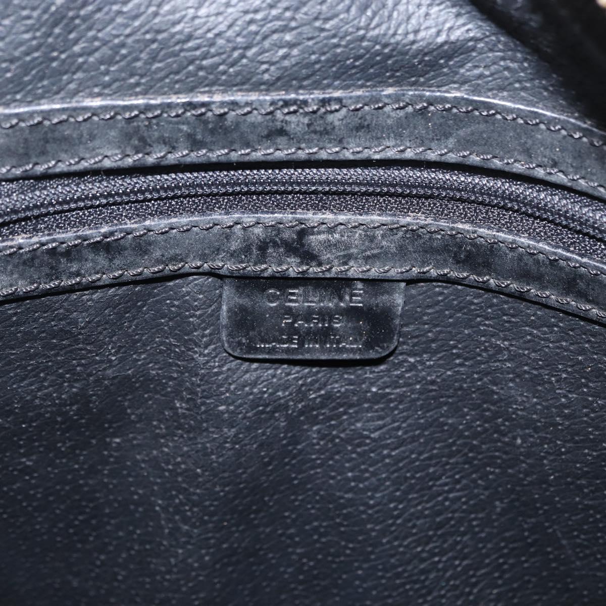 CELINE Macadam Canvas Hand Bag PVC Leather Black Gold Auth 164398